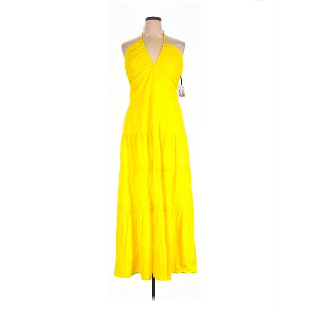 Prabal Gurung JCPenney Yellow Halter Tiered Maxi Dress Plus Size 16 NWT